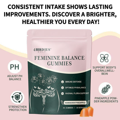 4 BIRDIES GOLF Premium Feminine Balance Gummies for Women's Health, Hawaiian Pineapple Gummies for Women Vaginal Probiotic & pH Balance Support - Vegan - Healthy Odor - Gluten-Free - 60 Count - dailyvitalstore