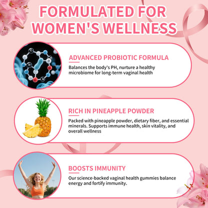4 BIRDIES GOLF Premium Feminine Balance Gummies for Women's Health, Hawaiian Pineapple Gummies for Women Vaginal Probiotic & pH Balance Support - Vegan - Healthy Odor - Gluten-Free - 60 Count - dailyvitalstore