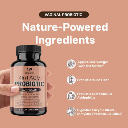 4-in-1 ACV Gut Formula – Apple Cider Vinegar, Prebiotics & Probiotics, Digestive Enzymes – Immune & Complete Digestion – 60 Veggie Capsules - dailyvitalstore