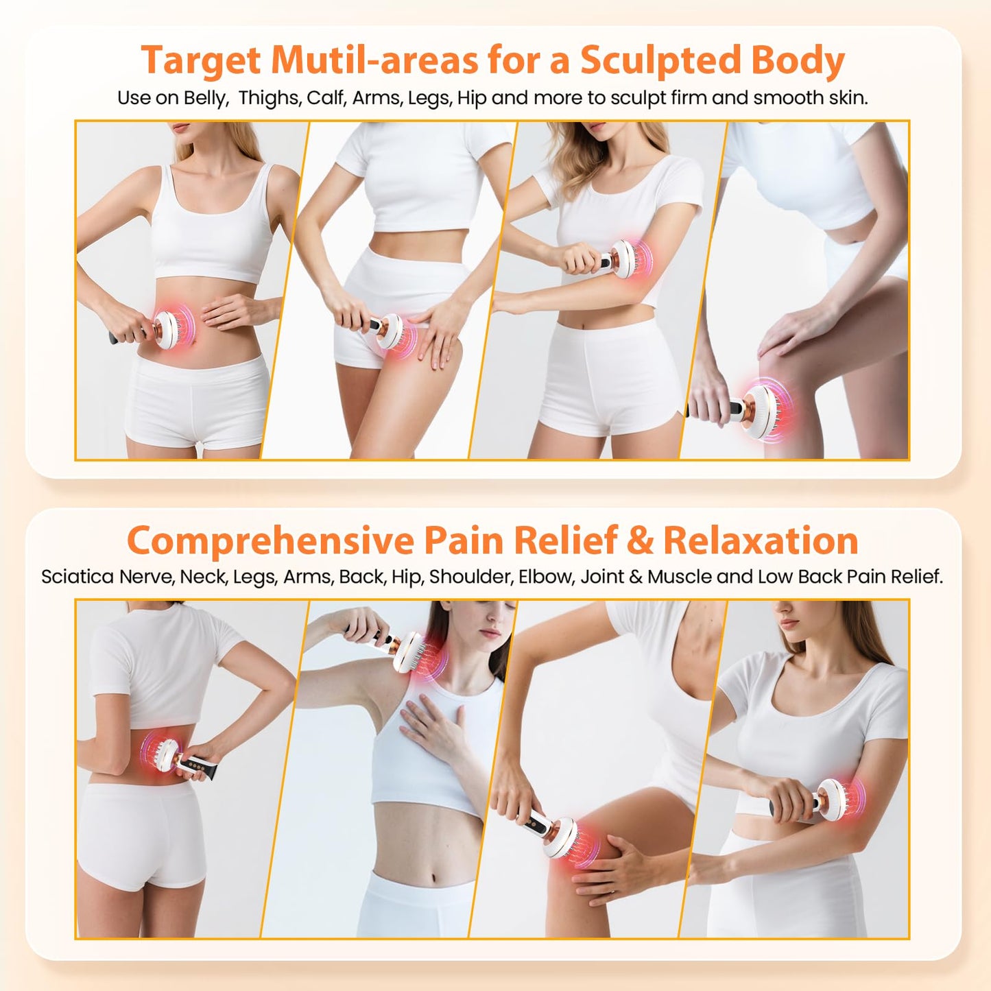 4-in-1 Body Sculpting Machine - Lymphatic Drainage Massager - Anit Cellulite Massage Tool Help Reduce Stretch Marks & Cellulite & Fat, Pain Relife Devices for Body (Belly, Legs, Arms, Butt, Low Back) - dailyvitalstore