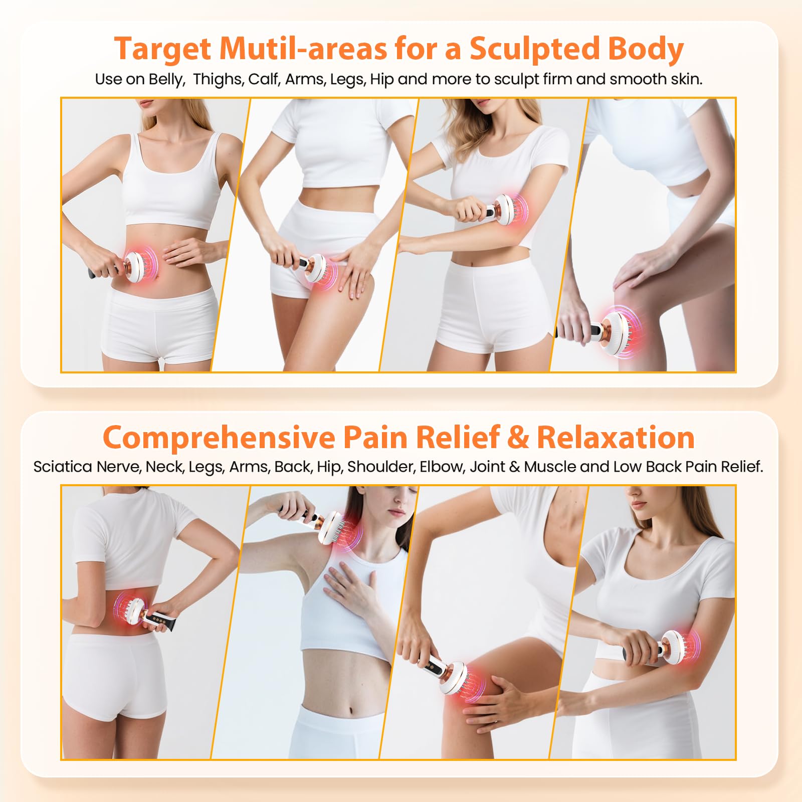 4-in-1 Body Sculpting Machine - Lymphatic Drainage Massager - Anit Cellulite Massage Tool Help Reduce Stretch Marks & Cellulite & Fat, Pain Relife Devices for Body (Belly, Legs, Arms, Butt, Low Back) - dailyvitalstore