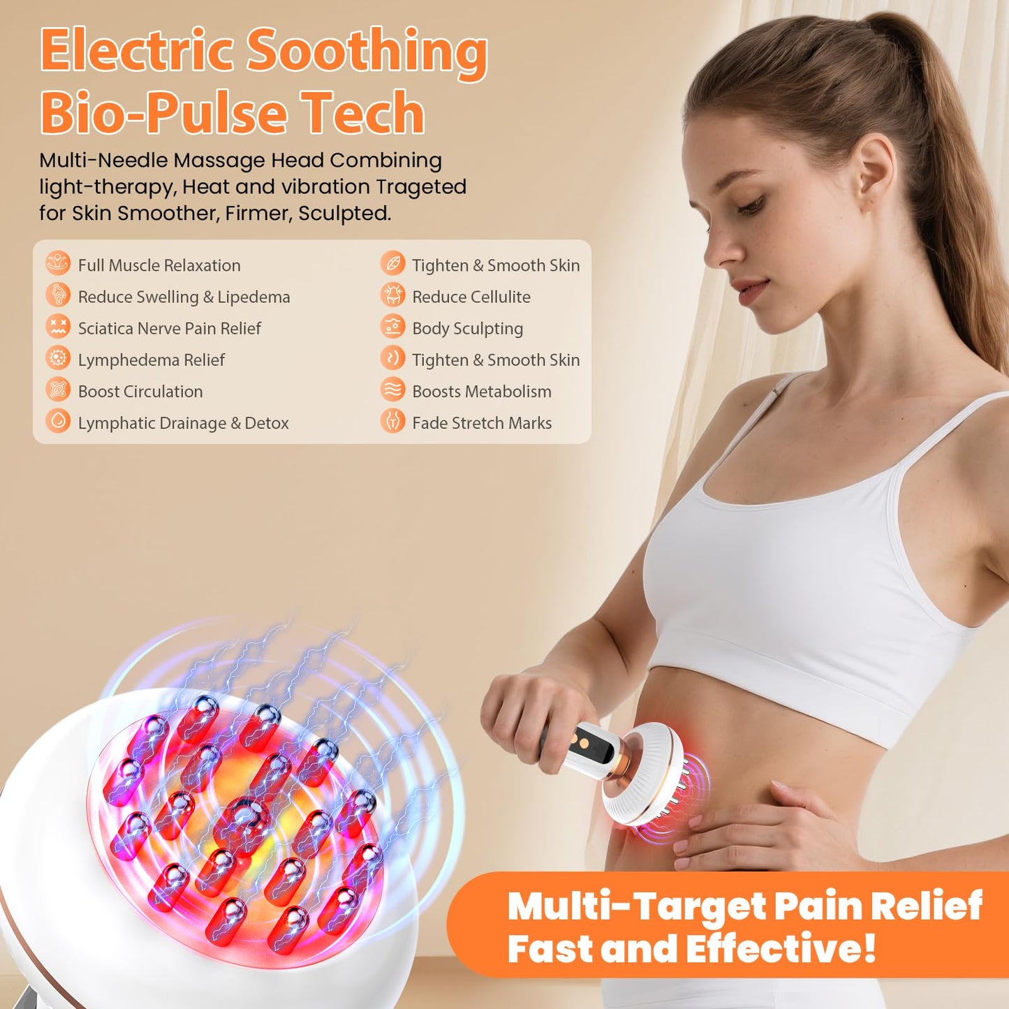 4-in-1 Body Sculpting Machine - Lymphatic Drainage Massager - Anit Cellulite Massage Tool Help Reduce Stretch Marks & Cellulite & Fat, Pain Relife Devices for Body (Belly, Legs, Arms, Butt, Low Back) - dailyvitalstore