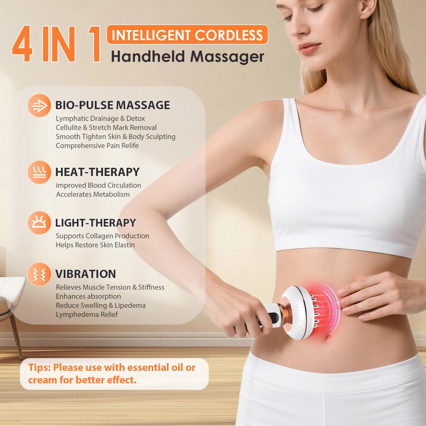 4-in-1 Body Sculpting Machine - Lymphatic Drainage Massager - Anit Cellulite Massage Tool Help Reduce Stretch Marks & Cellulite & Fat, Pain Relife Devices for Body (Belly, Legs, Arms, Butt, Low Back) - dailyvitalstore