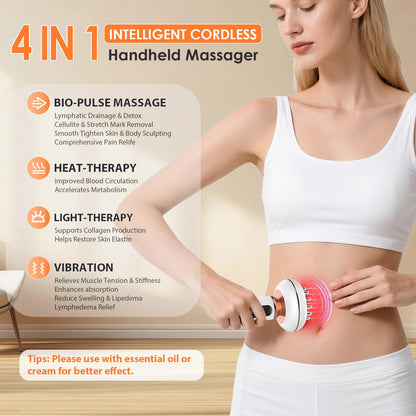 4-in-1 Body Sculpting Machine - Lymphatic Drainage Massager - Anit Cellulite Massage Tool Help Reduce Stretch Marks & Cellulite & Fat, Pain Relife Devices for Body (Belly, Legs, Arms, Butt, Low Back) - dailyvitalstore