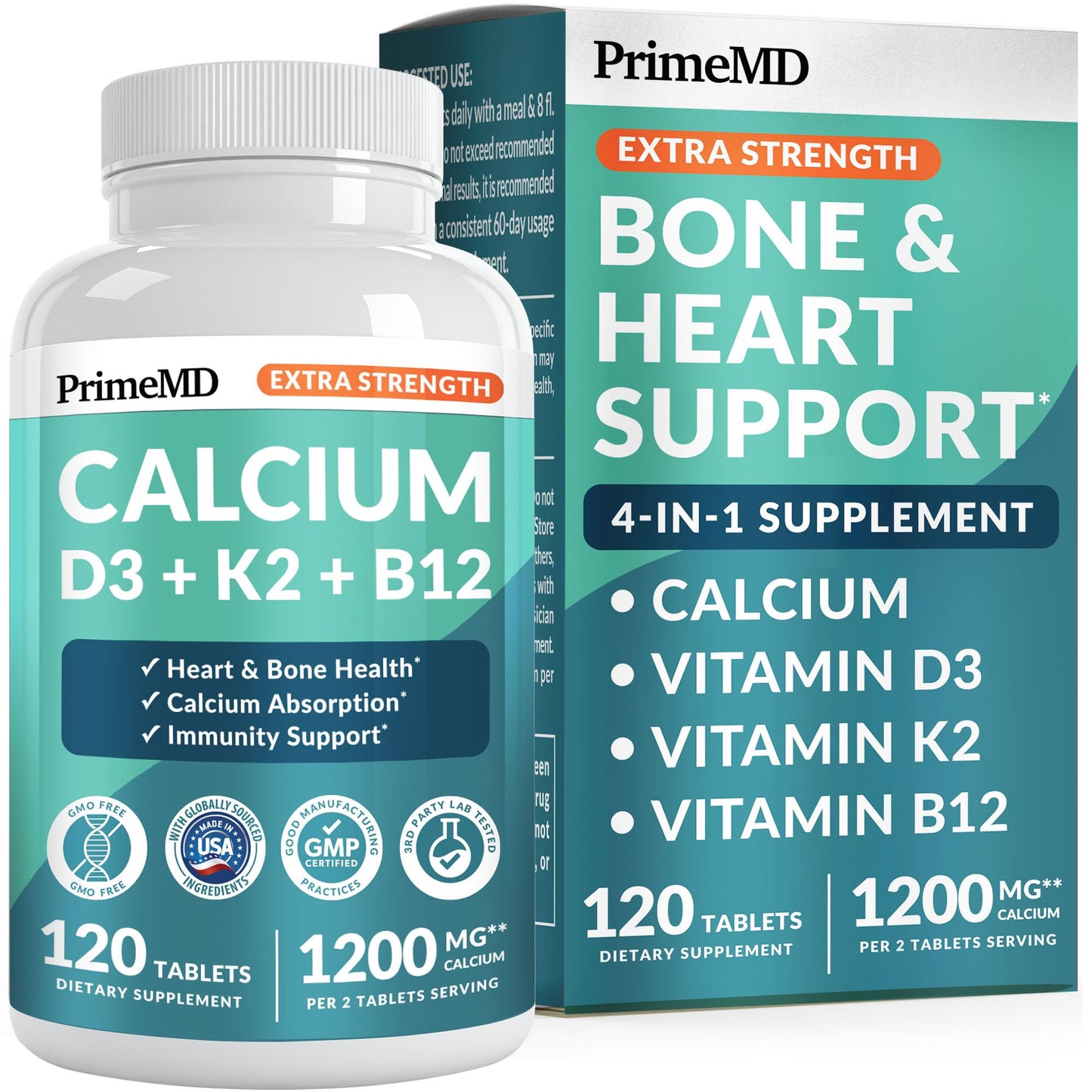 4-in-1 Calcium 1200 mg with Vitamin D3 K2 - Extra Strength Calcium Supplements for Women & Men with D3 K2 Vitamin 5000 IU - Everyday Vitality Supplement - dailyvitalstore