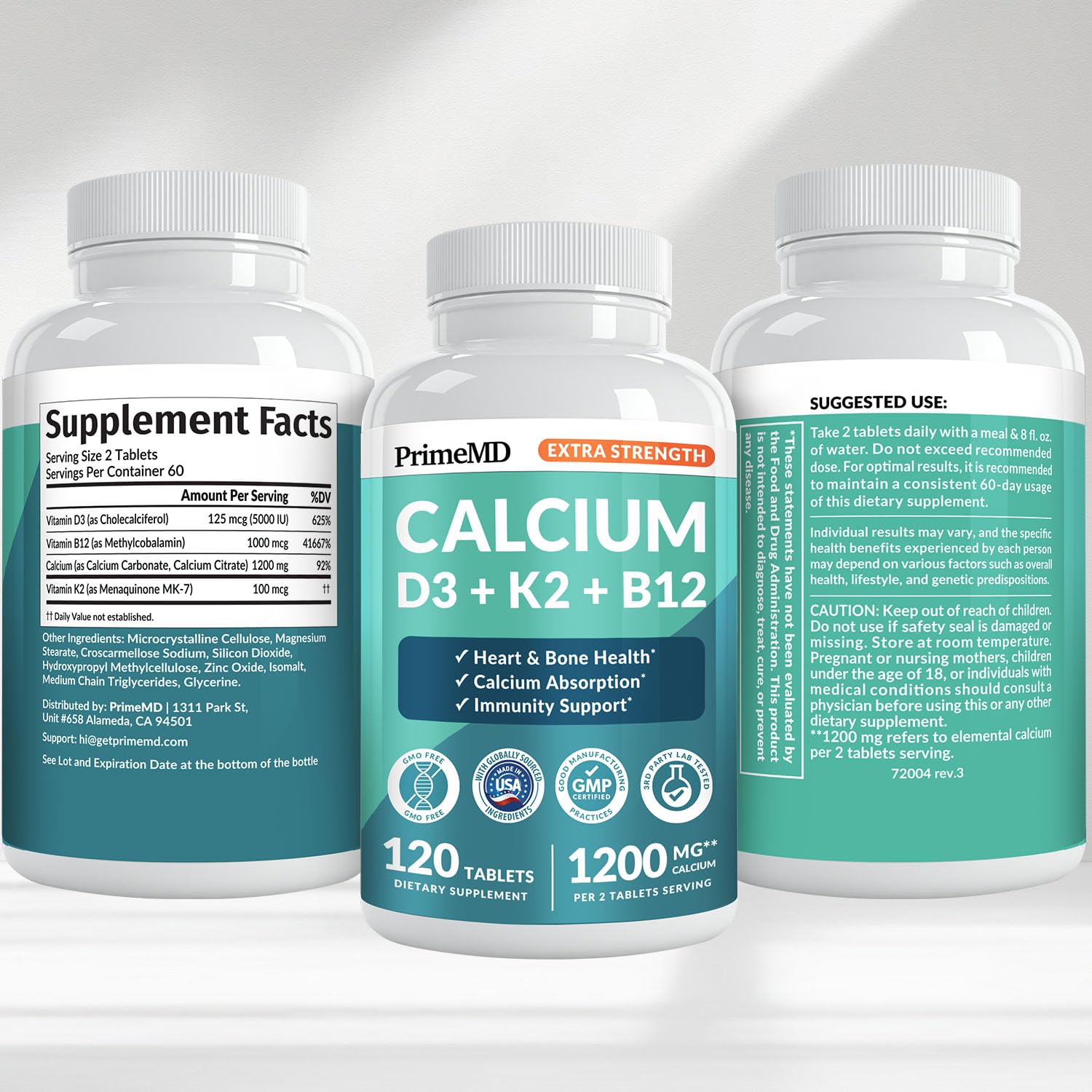 4-in-1 Calcium 1200 mg with Vitamin D3 K2 - Extra Strength Calcium Supplements for Women & Men with D3 K2 Vitamin 5000 IU - Everyday Vitality Supplement - dailyvitalstore