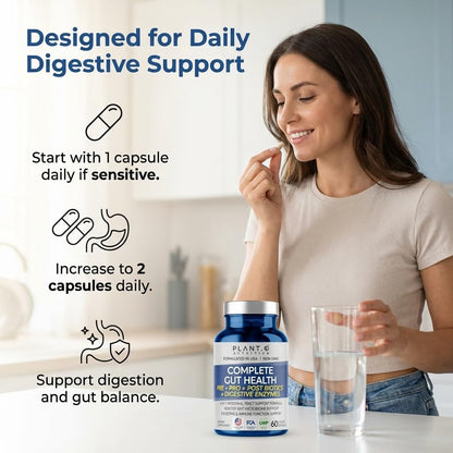4-in-1 Gut Health Support – Prebiotics + Probiotics + Postbiotics + Digestive Enzymes – DE111 Spore Probiotic for Digestive Support & Bloating - dailyvitalstore