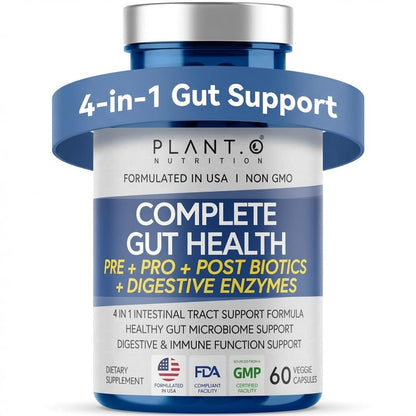 4-in-1 Gut Health Support – Prebiotics + Probiotics + Postbiotics + Digestive Enzymes – DE111 Spore Probiotic for Digestive Support & Bloating - dailyvitalstore