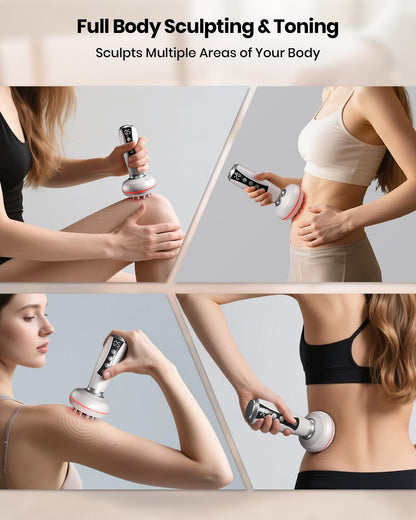 4-in-1 Lymphatic Drainage Massager & Anti Cellulite Massage Tool, Body Sculpting Massager for Legs, Arms & Belly, Reduce Cellulite, Stretch Marks with Heat, Light & Vibration, Pearl White - dailyvitalstore