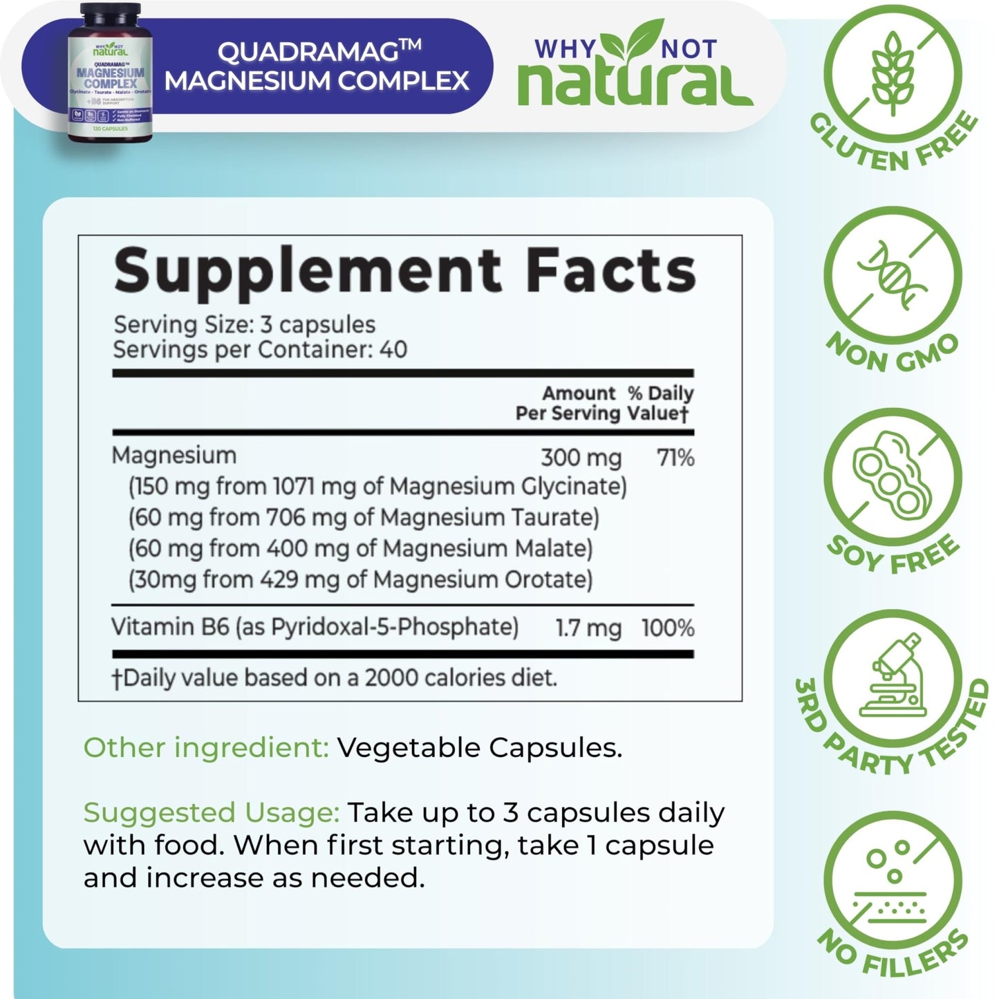 4-in-1 Magnesium Complex Supplement - Glycinate, Taurate, Malate, Orotate Blend - 300 mg per Serving, 120 Capsules - dailyvitalstore