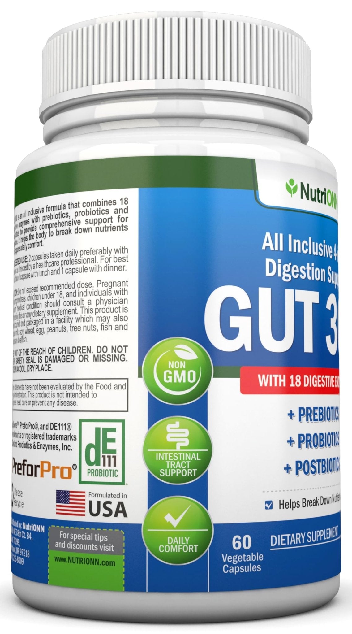4-in-1 Probiotics, Prebiotics & Postbiotics with 18 Digestive Enzymes for Women & Men - Complete Gut & Digestive Support Supplement - dailyvitalstore