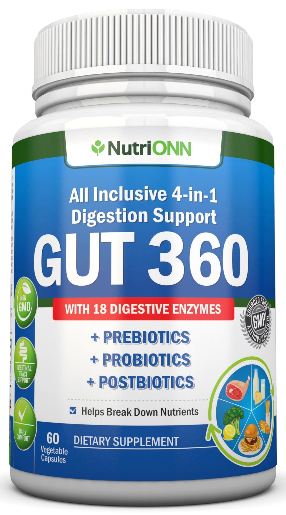 4-in-1 Probiotics, Prebiotics & Postbiotics with 18 Digestive Enzymes for Women & Men - Complete Gut & Digestive Support Supplement - dailyvitalstore