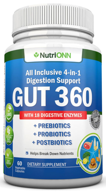 4-in-1 Probiotics, Prebiotics & Postbiotics with 18 Digestive Enzymes for Women & Men - Complete Gut & Digestive Support Supplement - dailyvitalstore
