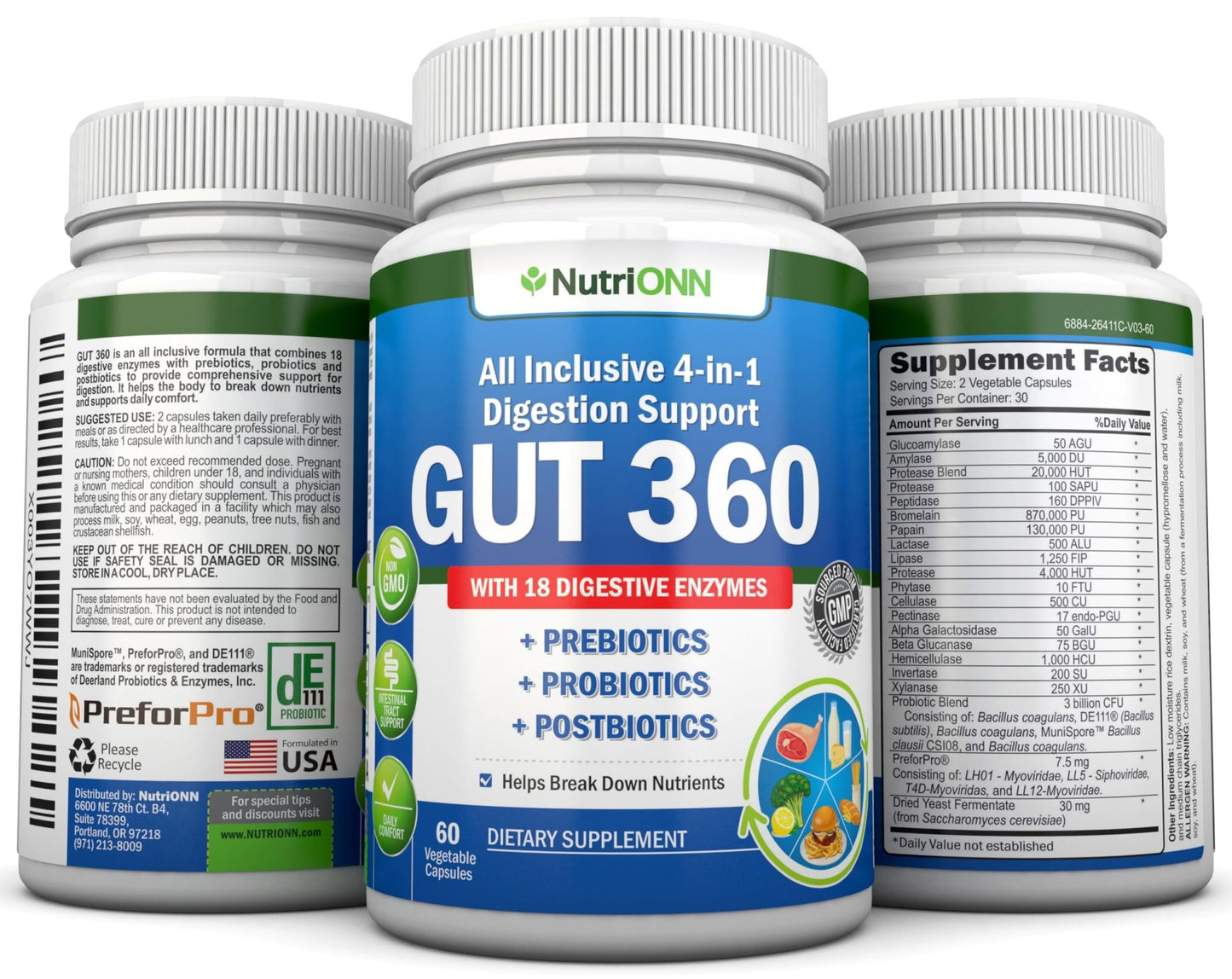 4-in-1 Probiotics, Prebiotics & Postbiotics with 18 Digestive Enzymes for Women & Men - Complete Gut & Digestive Support Supplement - dailyvitalstore