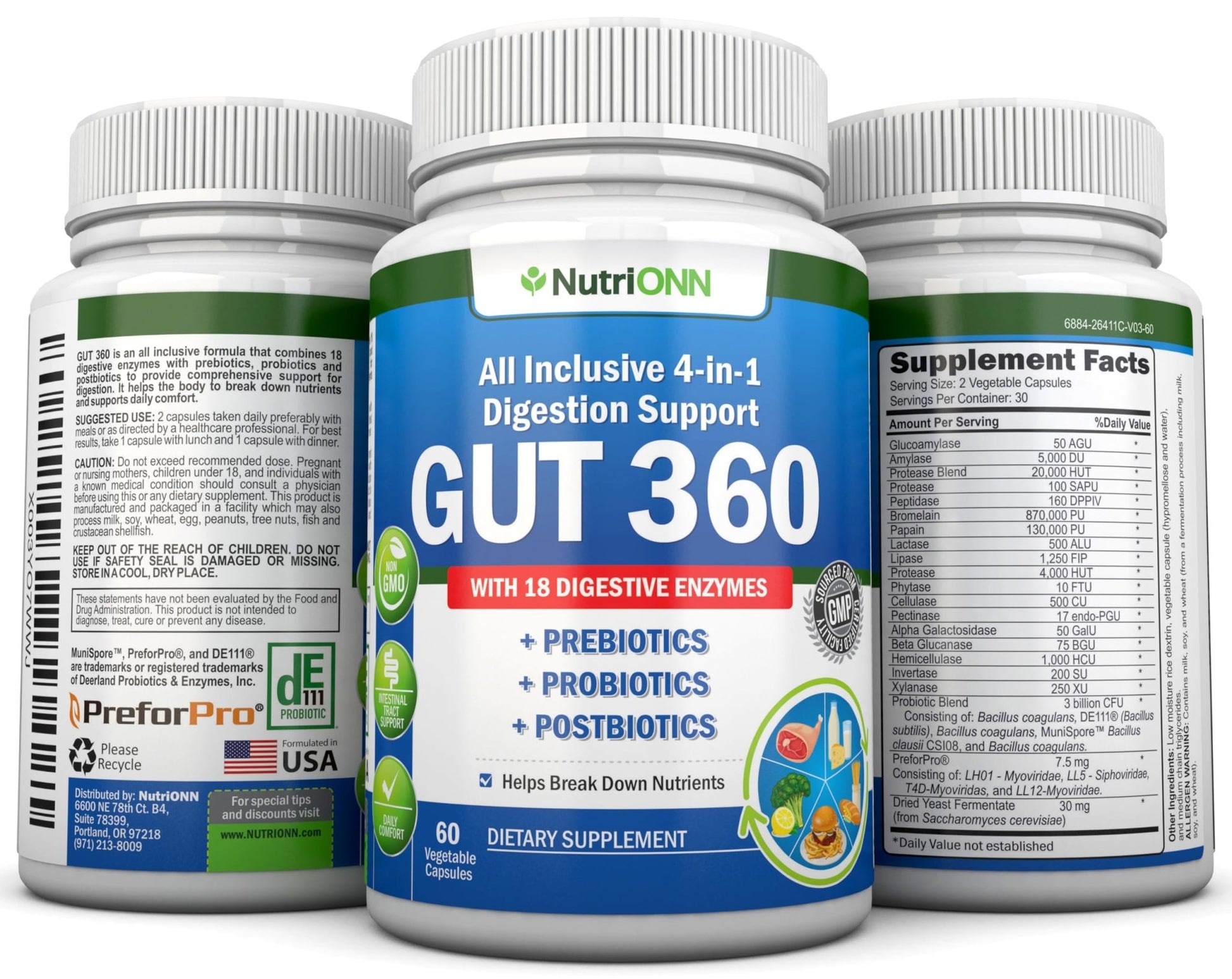 4-in-1 Probiotics, Prebiotics & Postbiotics with 18 Digestive Enzymes for Women & Men - Complete Gut & Digestive Support Supplement - dailyvitalstore