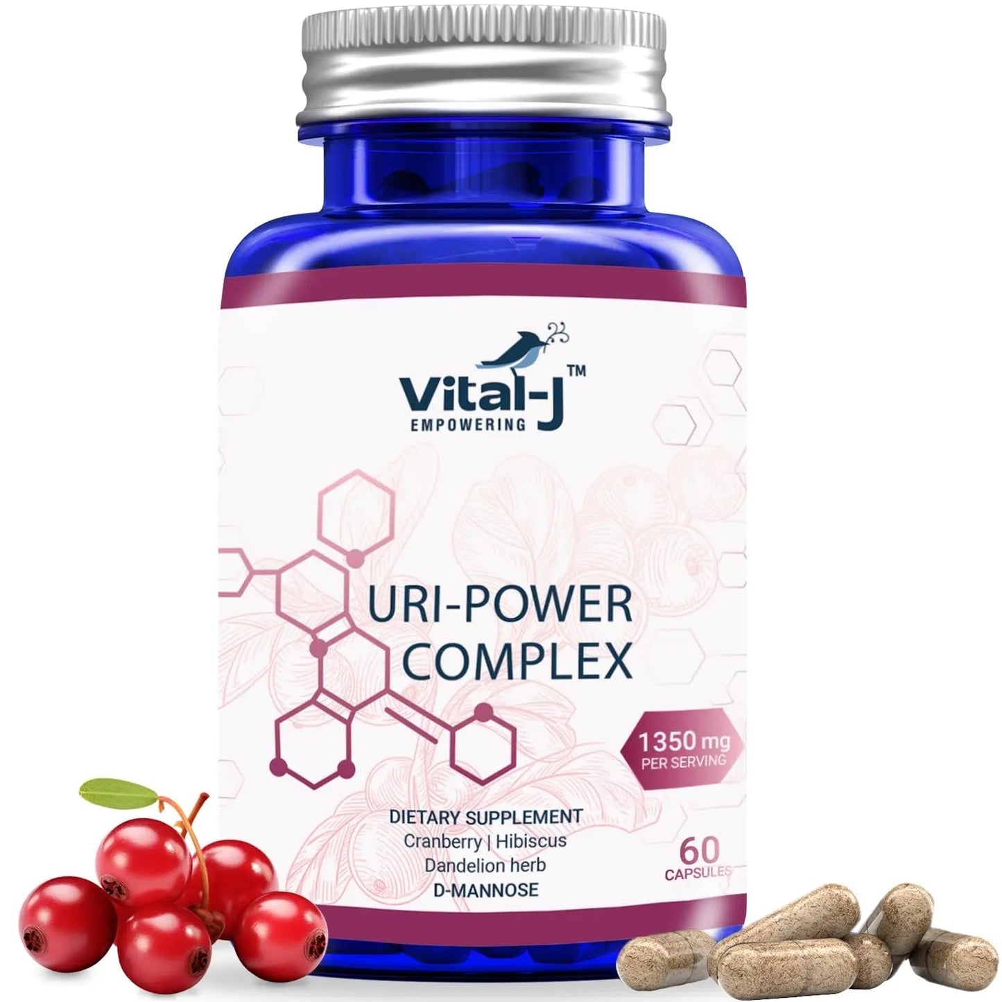 4-IN-1 URI POWER COMPLEX 1350mg - D Mannose, Cranberry, Hibiscus, and Dandelion Herb - Naturally Cleanse the Bladder and Urinary Tract 60 capsules – Specialized Approach for UTI Avoidance - dailyvitalstore