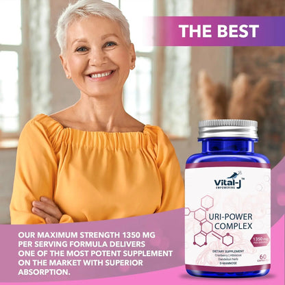 4-IN-1 URI POWER COMPLEX 1350mg - D Mannose, Cranberry, Hibiscus, and Dandelion Herb - Naturally Cleanse the Bladder and Urinary Tract 60 capsules – Specialized Approach for UTI Avoidance - dailyvitalstore