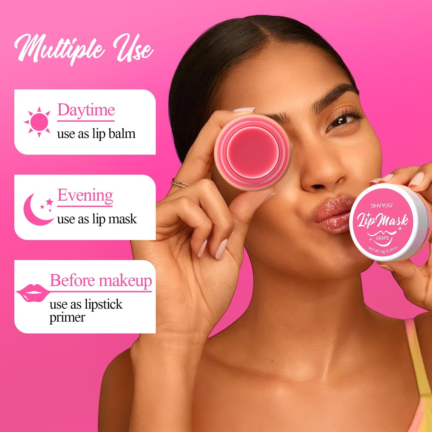 4 Pack Lip Mask Set, Hydrating Lip Mask Overnight - Berry, Grape, Mint, Vanilla Flavors, Lip Sleeping Mask Nourish Lip Balm with Vitamin C & Shea Butter | Dry Lips Care Gift - dailyvitalstore