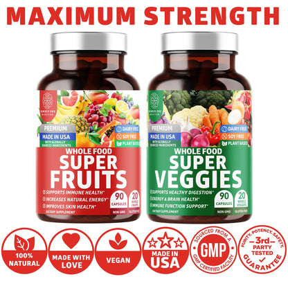 4-Pack N1N Premium Super Fruits & Veggies Supplement, 360 Caps, Whole Food & Natural Superfood for Women, Men & Kids - Packed with Aloe Vera, Vitamins & Minerals, Better Than Multivitamins,100% Vegan - dailyvitalstore