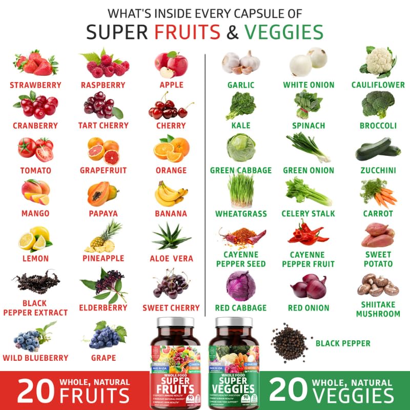 4-Pack N1N Premium Super Fruits & Veggies Supplement, 360 Caps, Whole Food & Natural Superfood for Women, Men & Kids - Packed with Aloe Vera, Vitamins & Minerals, Better Than Multivitamins,100% Vegan - dailyvitalstore