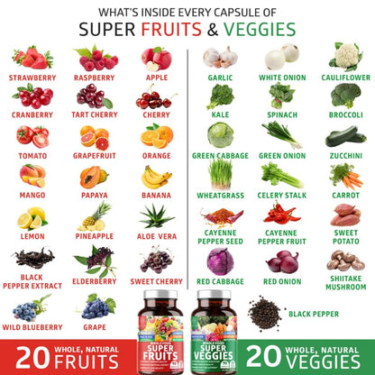 4-Pack N1N Premium Super Fruits & Veggies Supplement, 360 Caps, Whole Food & Natural Superfood for Women, Men & Kids - Packed with Aloe Vera, Vitamins & Minerals, Better Than Multivitamins,100% Vegan - dailyvitalstore