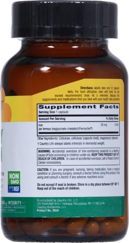 Country Life Easy Iron 25 mg with Ferrochel, 90 Capsules