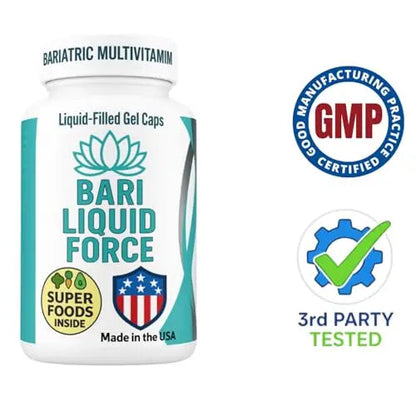 Bariatric Multivitamin with Iron – 2 Softgels Daily, Liquid-Filled Rapid-Absorption Softgels for Gastric Sleeve & Bypass Patients – Bari Liquid Force Universal Body Labs