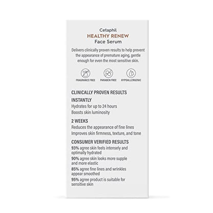 Cetaphil Healthy Renew Anti Aging Face Serum 1 Oz, Retinol Alternative Serum for Face with Niacinamide & Peptides