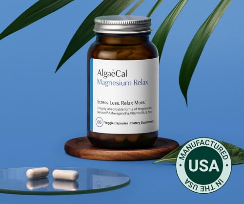 AlgaeCal Magnesium Relax™ - Chelated Magnesium with Ashwagandha for Sleep & Stress - Glycinate, Malate, Citrate - Sleep, Mood, & Cortisol Support (4 Months Supply) ALGAECALBuy Supplements Australia