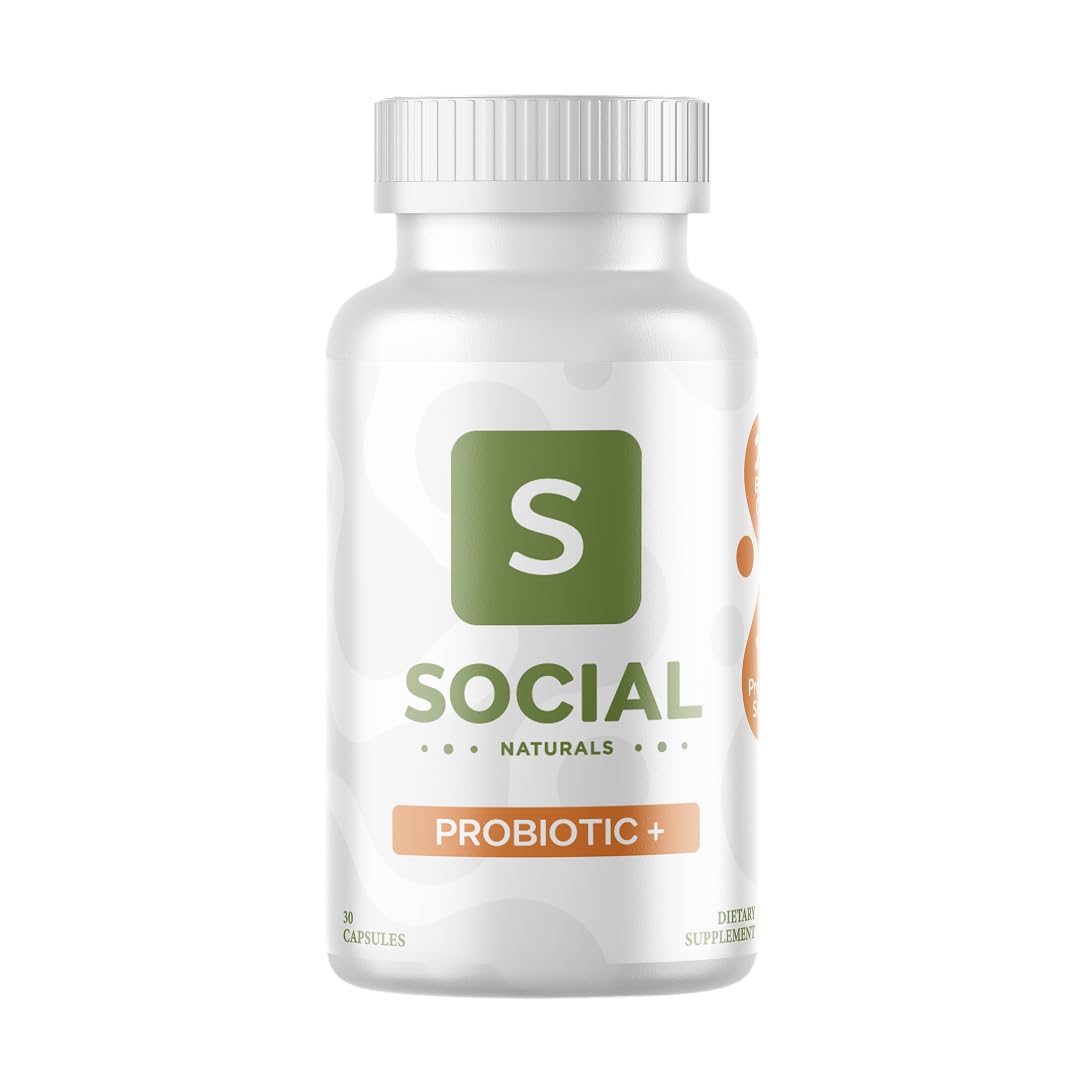 Social Naturals Daily Probiotic Capsules for Gut Health & Bloating | Bifidobacterium | Multi-Strain with Prebiotic + Postbiotic | 20 Billion CFU | Vegan | 30 Capsules