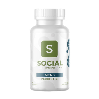 Social Naturals Men’s Probiotic | 20 Billion CFU | Prebiotic + Postbiotic Blend | Gut, Colon & Immune Support | Vegan | Shelf-Stable | 30 Capsules