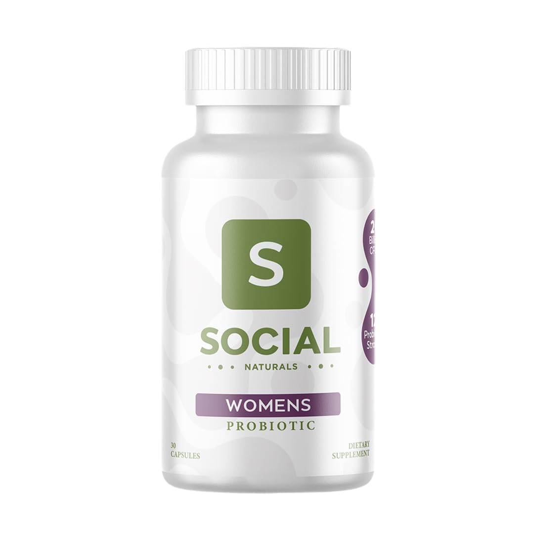 Social Naturals Women's Probiotic for Total Body Balance | 12 Strains with Lactobacillus & Bifidobacteria | Digestive, Vaginal & Immune Support | 20 Billion CFU | Vegan