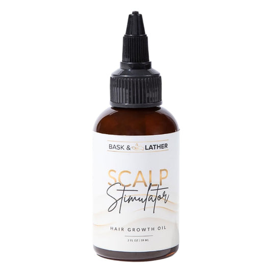 Bask & Lather Scalp Stimulator Hair Growth Oil, Cold Pressed Mint and Rosemary Blend with Grapeseed for Hair Growth