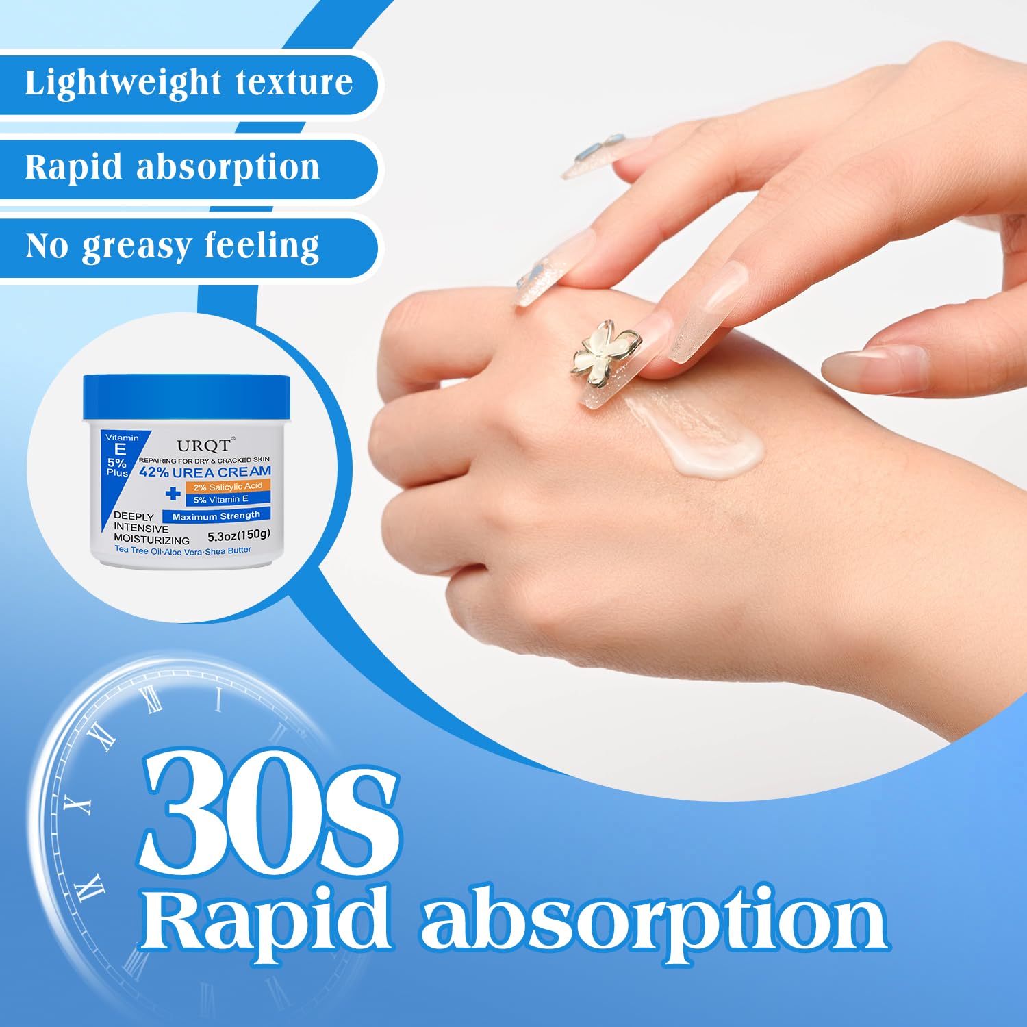 42% Urea Cream for Dry & Cracked Skin - Foot & Hand Cream with 2% Salicylic Acid, 5% Vitamin E, Tea Tree Oil, Aloe Vera, Shea Butter - Moisturizer & Skin Repair Cream for Feet Maximum Strength - dailyvitalstore