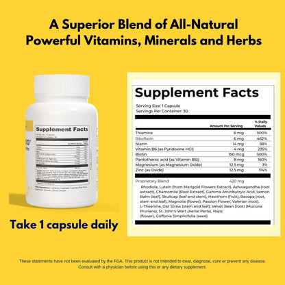 4BETTERMOOD Positivity & Stamina Capsule (30ct) Premium Mood Supplement - Enhance Mood & Promote Emotional Balance - Rhodiola, L-Theanine. Bocopa monnnieri, Velvet Bean, Skull Cap & Ashwaganda. - dailyvitalstore