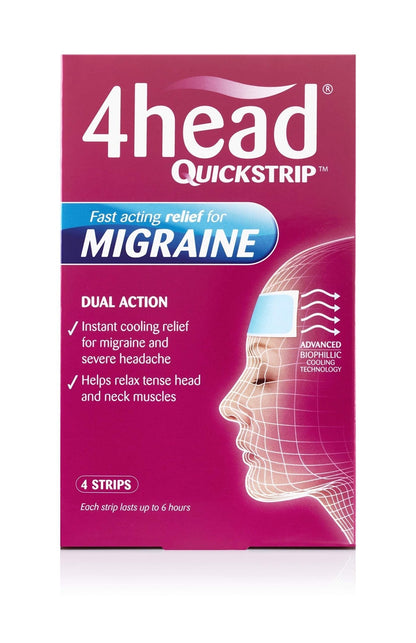 4Head Quickstrip Headache and Migraine Relief Strips - Pack of 4 - dailyvitalstore