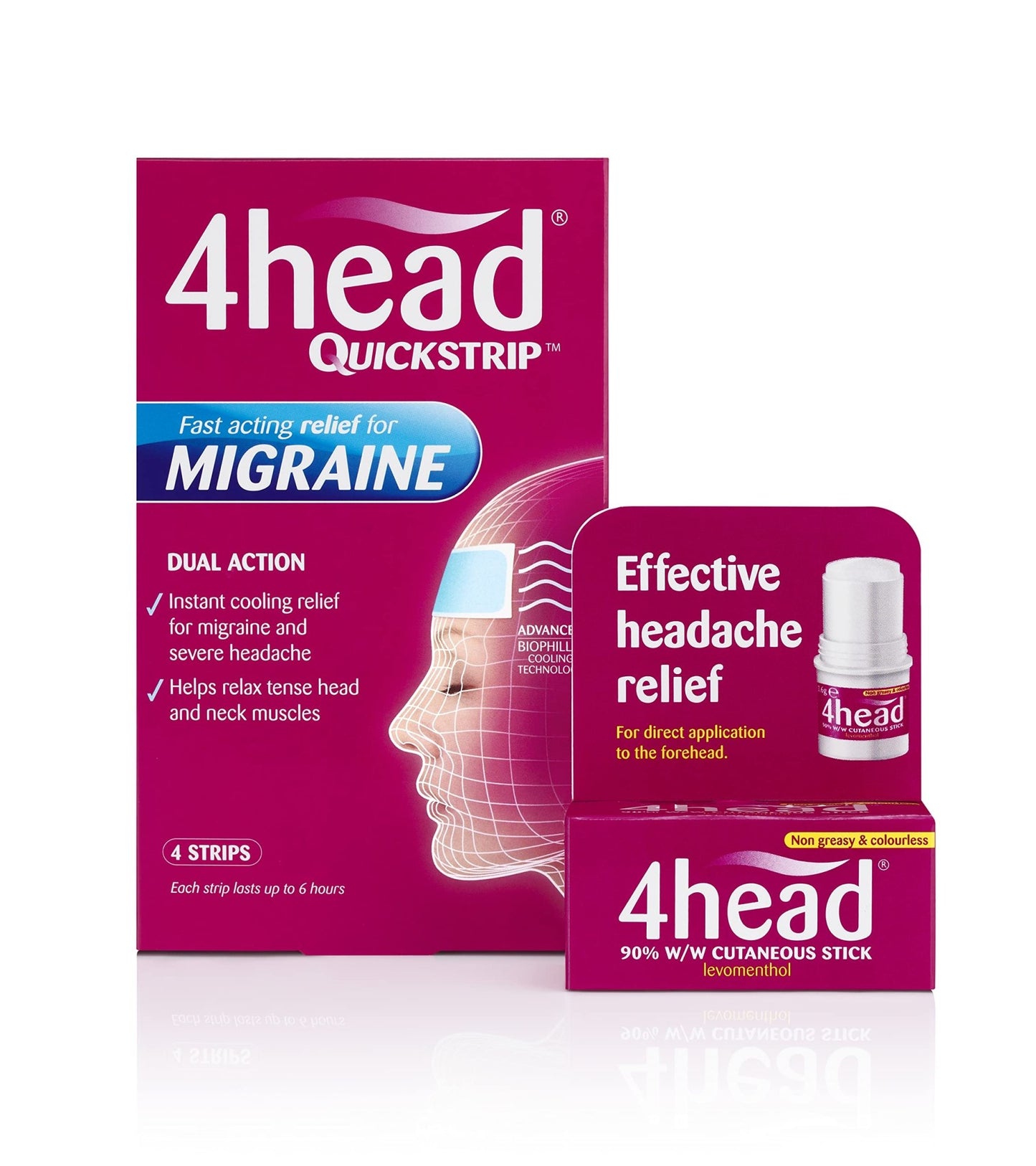 4Head Quickstrip Headache and Migraine Relief Strips - Pack of 4 - dailyvitalstore