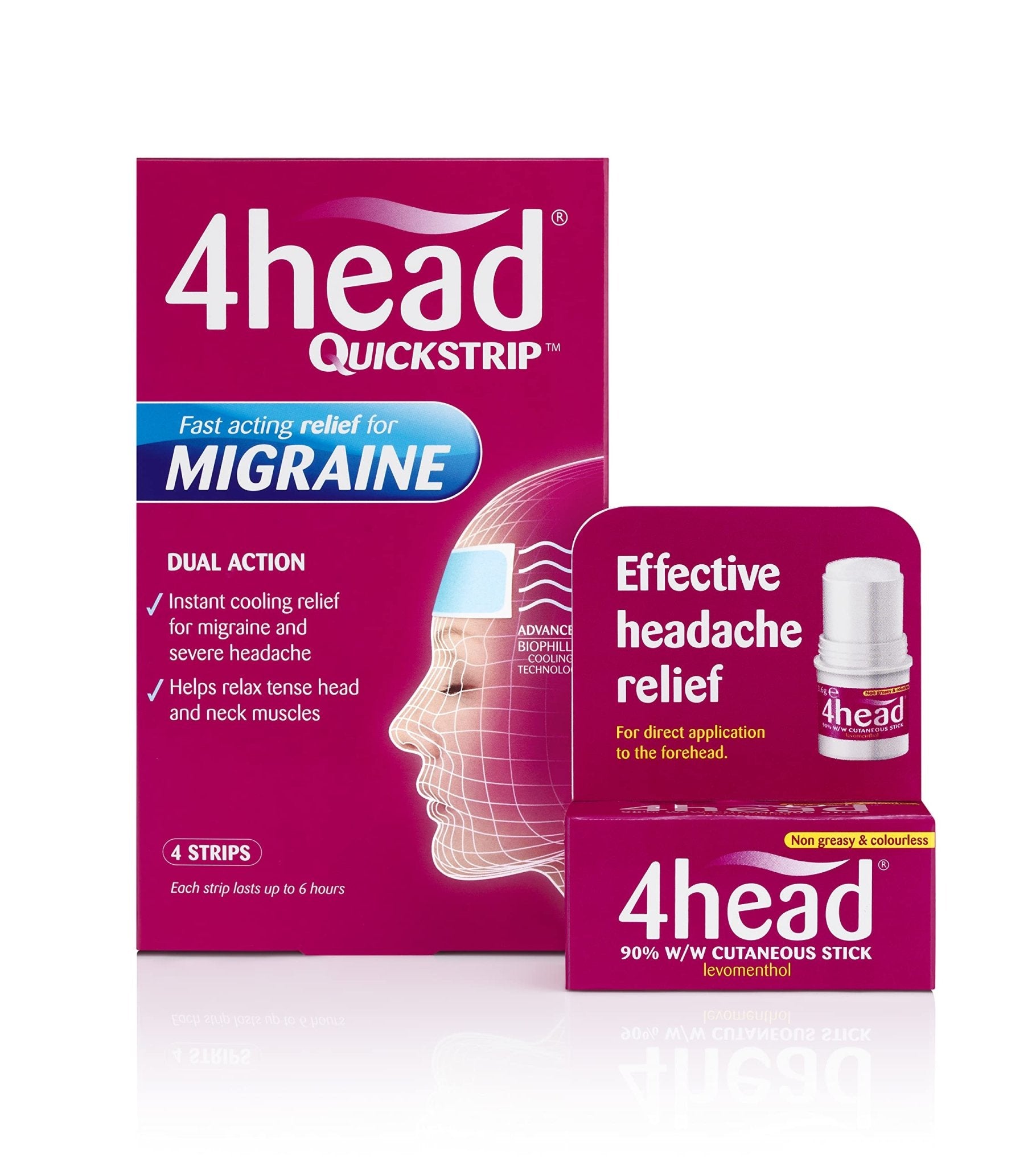 4Head Quickstrip Headache and Migraine Relief Strips - Pack of 4 - dailyvitalstore
