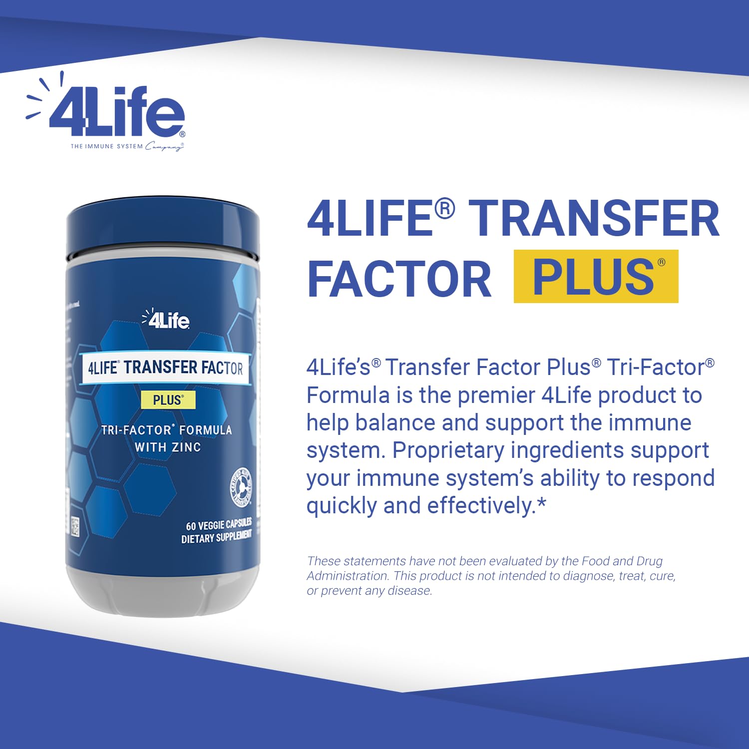 4Life Transfer Factor Plus - Support with Zinc, Super Mushroom Blend (Maitake, Shiitake, Agaricus), and Colostrum & Egg Yolk Extracts - 60 Capsules - dailyvitalstore