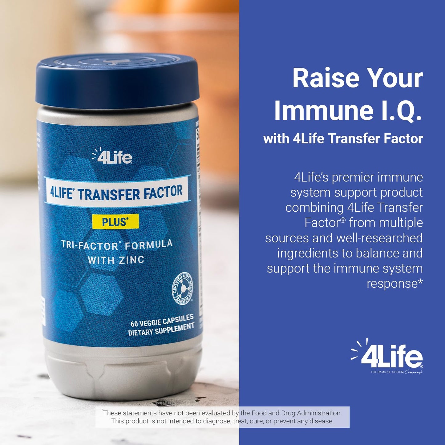 4Life Transfer Factor Plus - Support with Zinc, Super Mushroom Blend (Maitake, Shiitake, Agaricus), and Colostrum & Egg Yolk Extracts - 60 Capsules - dailyvitalstore
