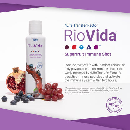 4Life Transfer Factor RioVida Tri-Factor Formula - Liquid Immune and Health Support with Vitamin C, Elderberry, Aronia Berry, Macqui, Blueberry, and Acai - Single Pack - dailyvitalstore