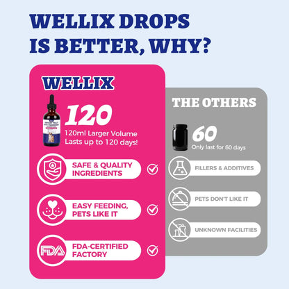 4oz Wellix Natural Cat & Dog UTI Treatment Drops,Cat & Dog Urinary Tract Infection Treatment - Cranberry & D-Mannose for Dogs & Cats - Kidney Health Supplement - dailyvitalstore