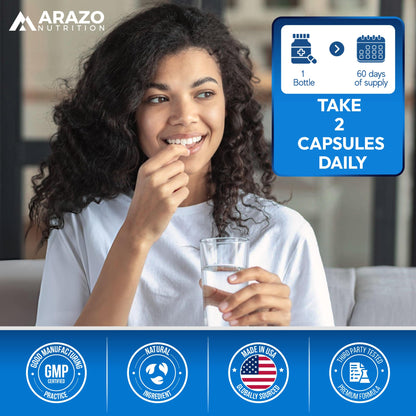5-HTP 200 MG Per Serving Plus Calcium for Mood, Sleep – Supports Calm and Relaxed Mood – 99% High Purity – 120 Capsules – Arazo Nutrition - dailyvitalstore