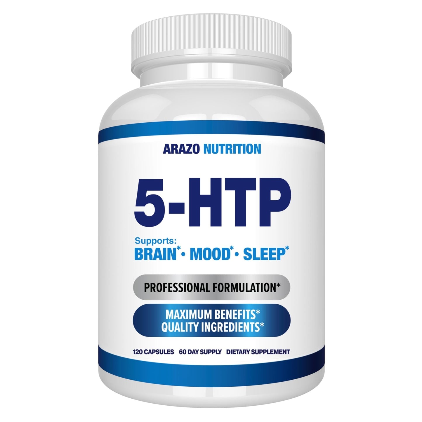 5-HTP 200 MG Per Serving Plus Calcium for Mood, Sleep – Supports Calm and Relaxed Mood – 99% High Purity – 120 Capsules – Arazo Nutrition - dailyvitalstore