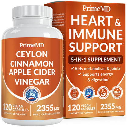 5-in-1 Ceylon Cinnamon Capsules 2355mg - Apple Cider Vinegar Capsules with Turmeric, Panax Ginseng & Bioperine - Cinnamon Supplements for Women & Men - dailyvitalstore