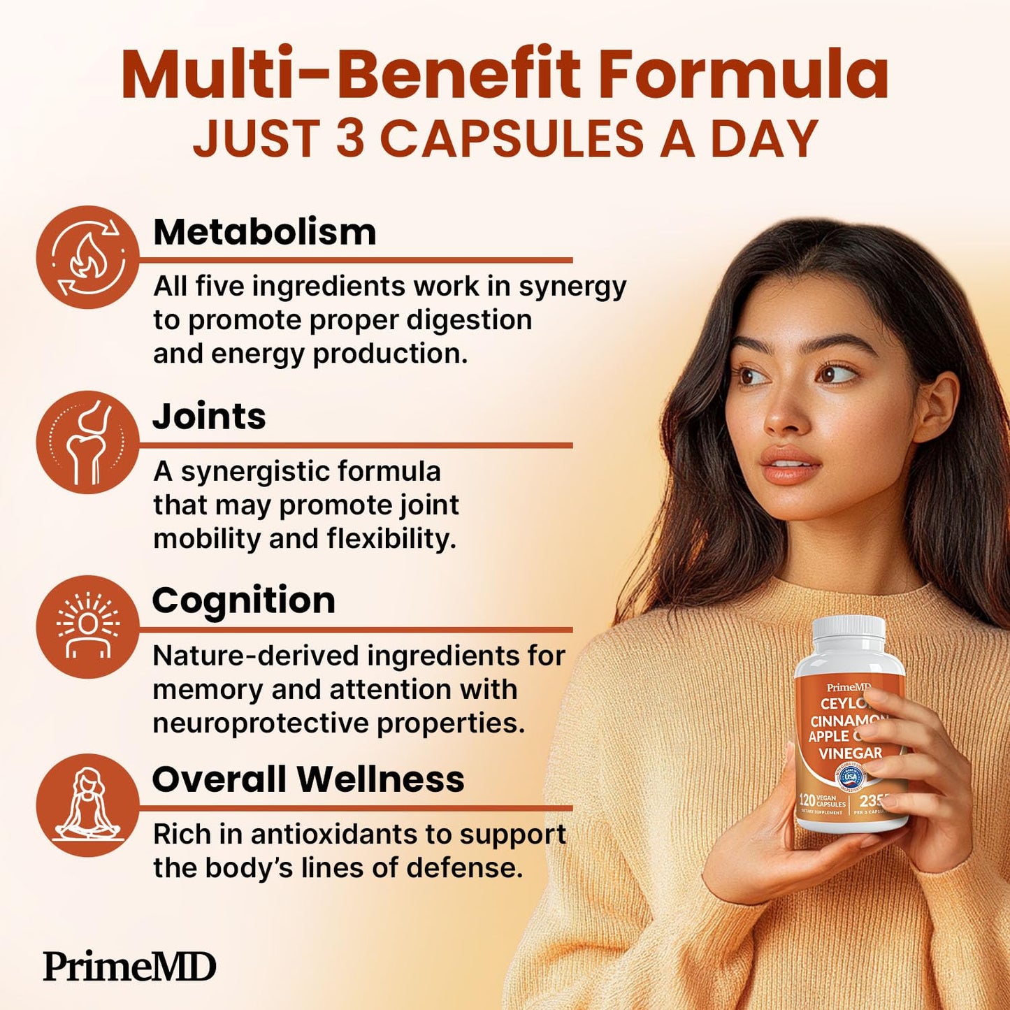 5-in-1 Ceylon Cinnamon Capsules 2355mg - Apple Cider Vinegar Capsules with Turmeric, Panax Ginseng & Bioperine - Cinnamon Supplements for Women & Men - dailyvitalstore