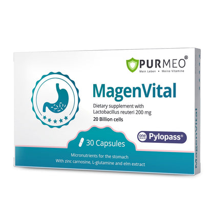 5-in-1 High Potency H. Pylori Probiotic, 1 Per Day - Supports Gastric Lining Integrity, Occasional Indigestion, Acid Comfort - Pylopass Lactobacillus Reuteri, Gluten Free, Vegan, 30ct, Made in Germany - dailyvitalstore