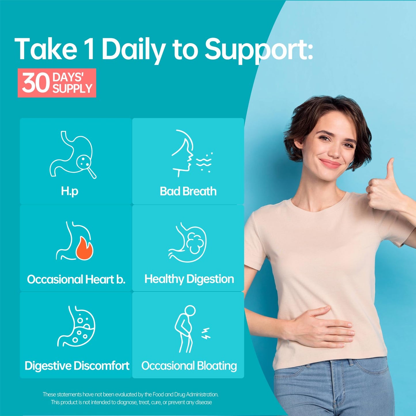 5-in-1 High Potency H. Pylori Probiotic, 1 Per Day - Supports Gastric Lining Integrity, Occasional Indigestion, Acid Comfort - Pylopass Lactobacillus Reuteri, Gluten Free, Vegan, 30ct, Made in Germany - dailyvitalstore
