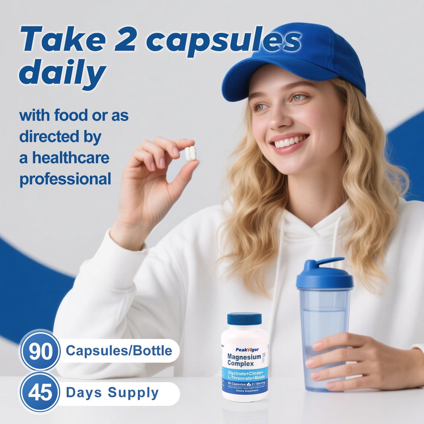 5 in 1 Magnesium Complex, 976mg Complex with Magnesium Glycinate, Citrate, Malate & L-Threonate, Vitamin B6 for High Absorption, Third Party Tested, Gluten-Free, Easy-Swallow Vegan Capsule - dailyvitalstore