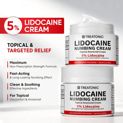 5% Lidocaine Topical Numbing Cream: Maximum Strength Topical Anesthetic Numb Cream for Pain Relief, Itching, Burning, Soreness, Hemorrhoid - Fast Acting & Long Lasting Numbing Formulation - 2.1 oz - dailyvitalstore